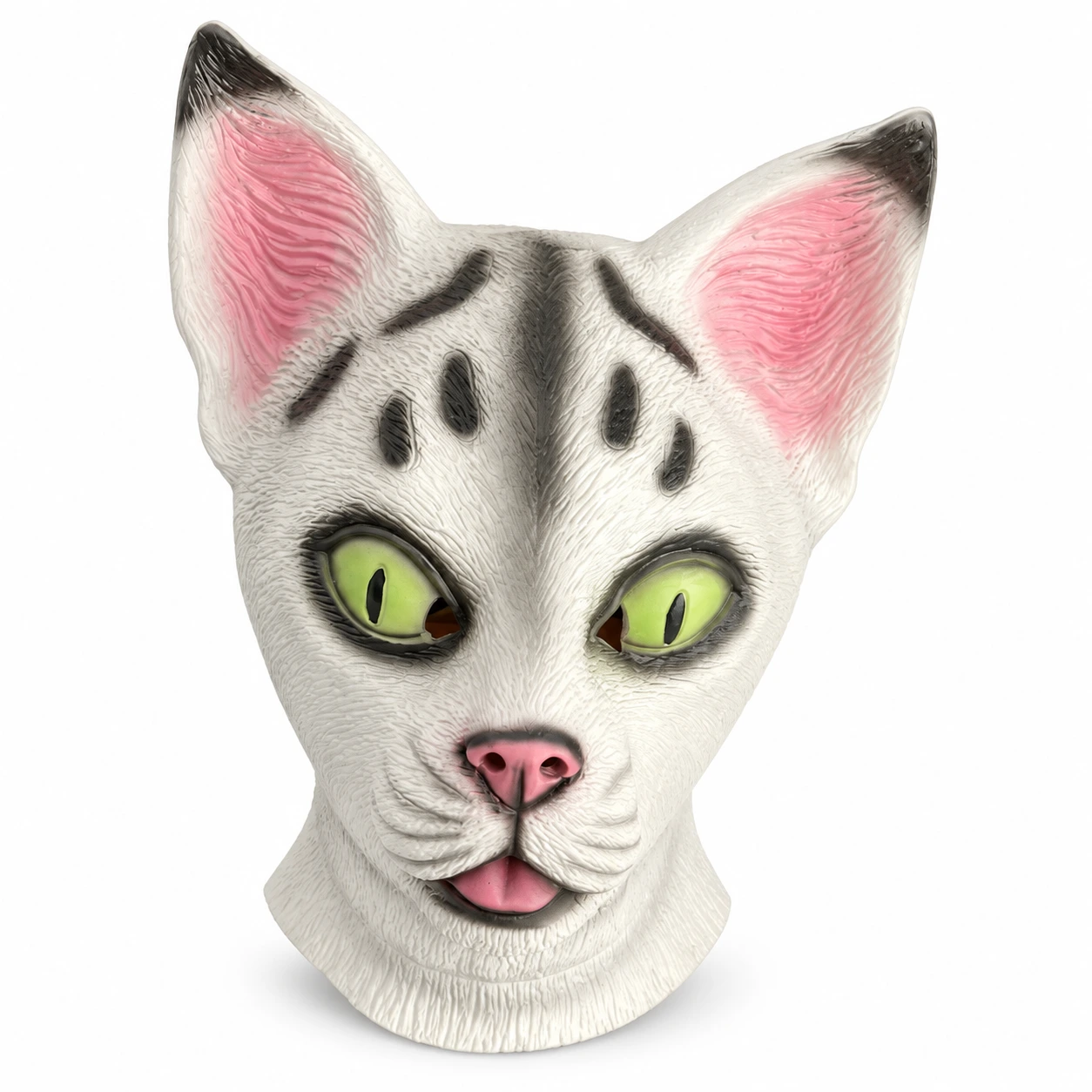 Vit och Grå Sphynx-Katt Latexmask
