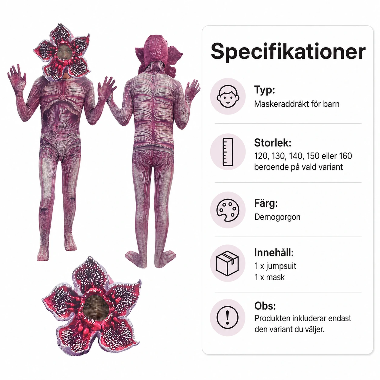 Maskeraddräkt med blommask för barn