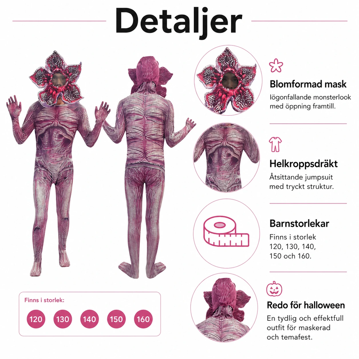 Maskeraddräkt med blommask för barn