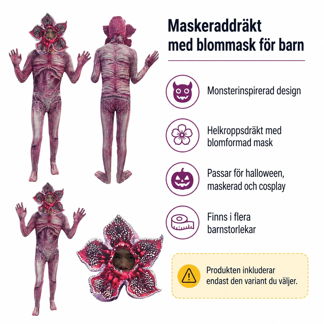 Maskeraddräkt med blommask för barn