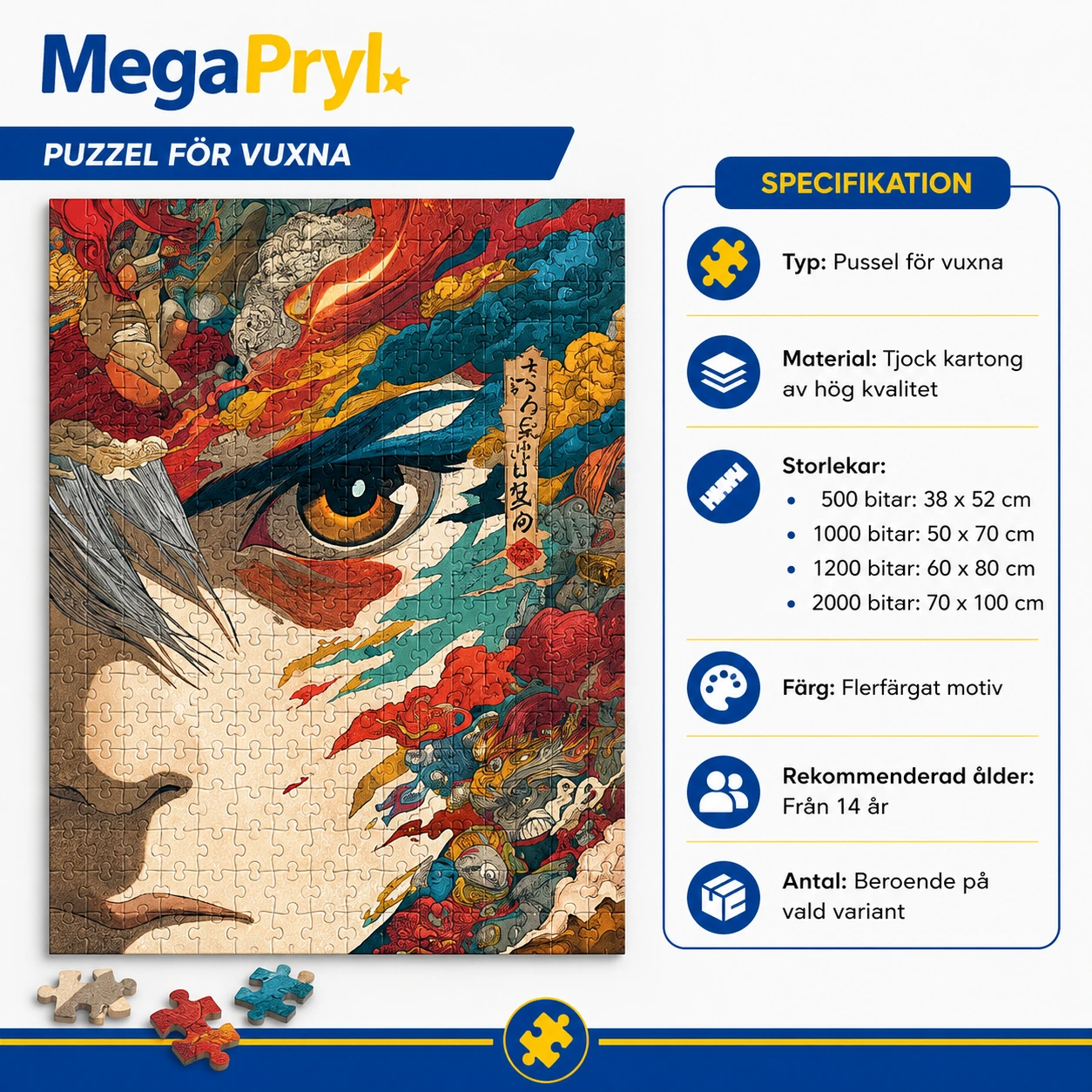 Pussel för vuxna i manga stil med färgstarkt motiv