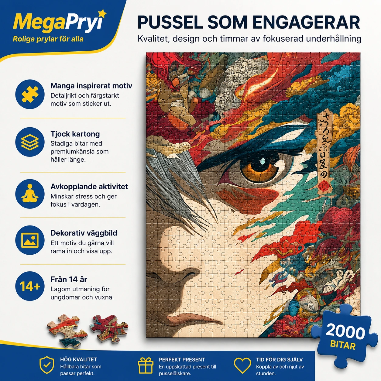 Pussel för vuxna i manga stil med färgstarkt motiv
