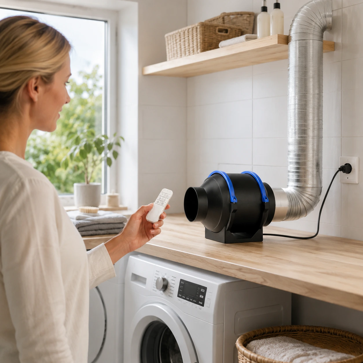 Kanalfläkt för ventilation med fjärrkontroll