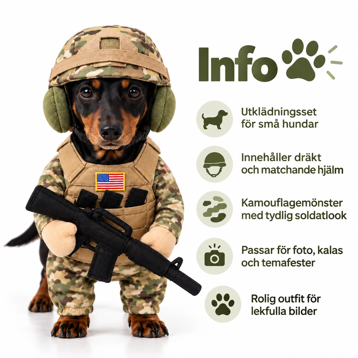 Maskeraddräkt hund med hjälm och dräkt