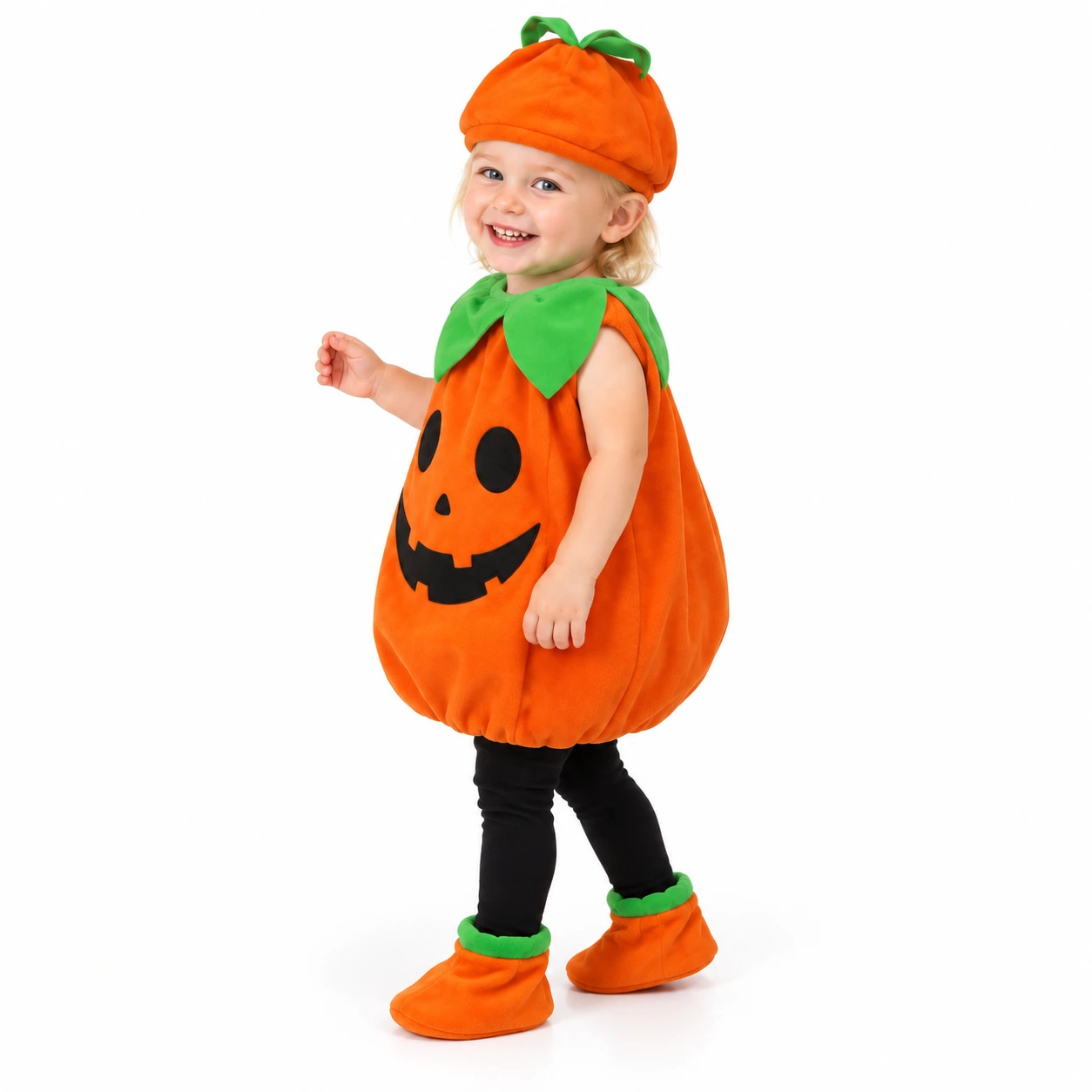 Pumpadräkt för barn med hatt och skor – Halloween maskeraddräkt