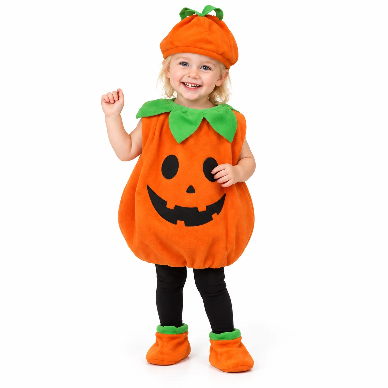 Pumpadräkt för barn med hatt och skor – Halloween maskeraddräkt
