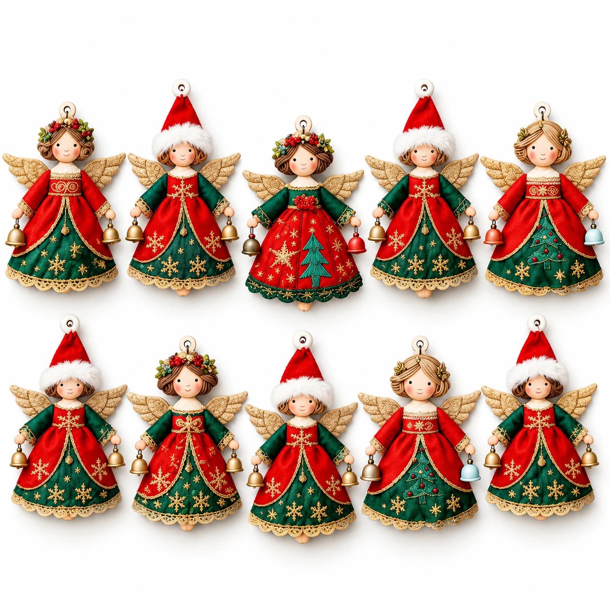 Julgranshängen änglar för julgran och paket, 10-pack