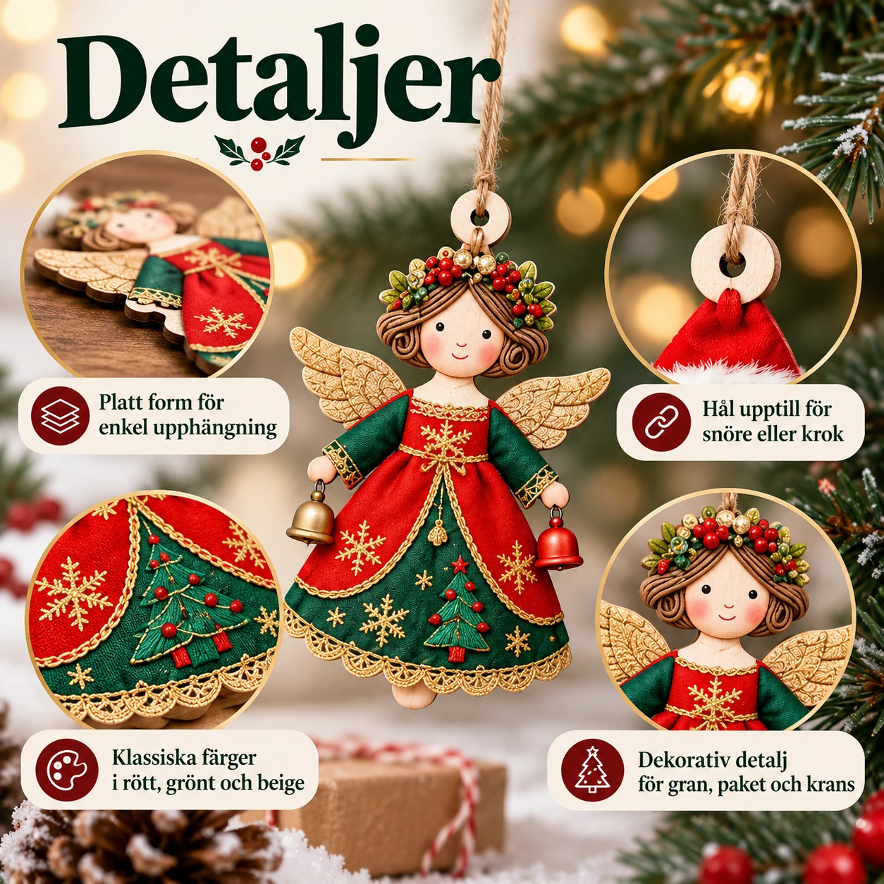 Julgranshängen änglar för julgran och paket, 10-pack