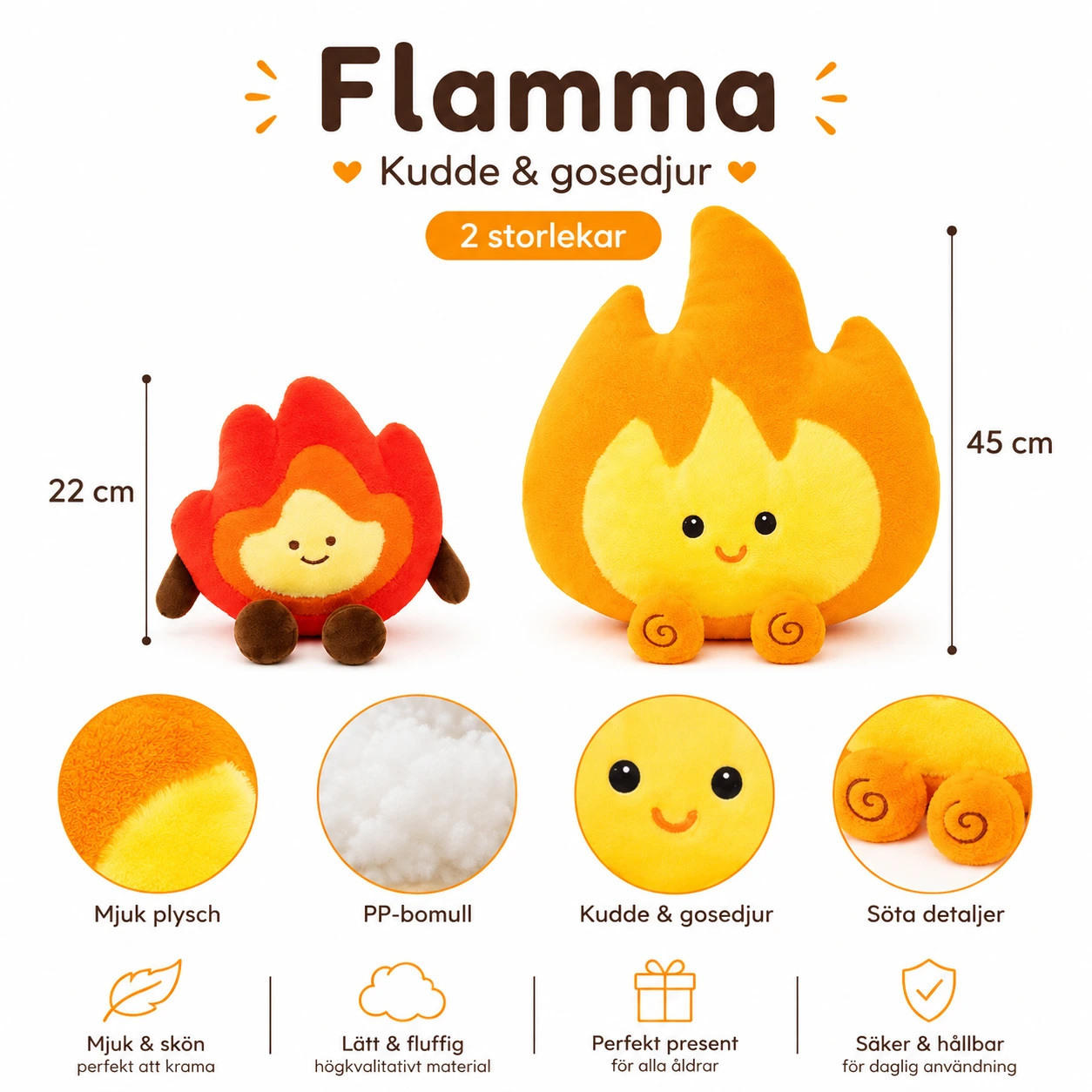 Gosedjur Flamma i Plysch – Mjuk Kudde