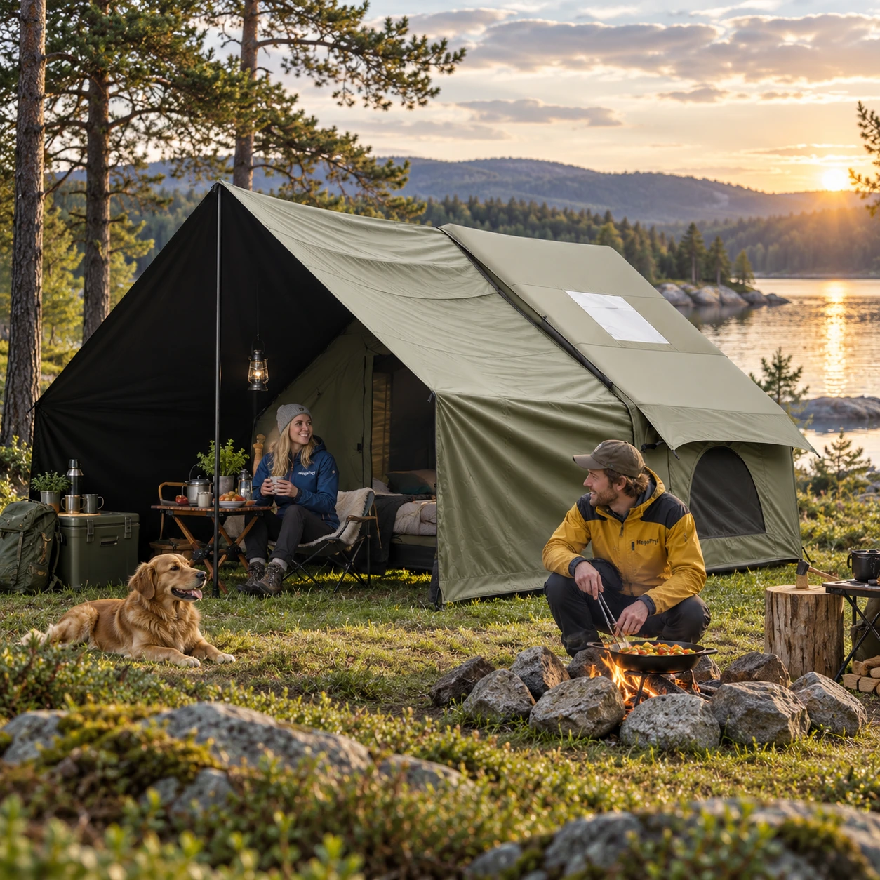 Ilmatäytteinen retkeilyteltta 4–8 hengelle