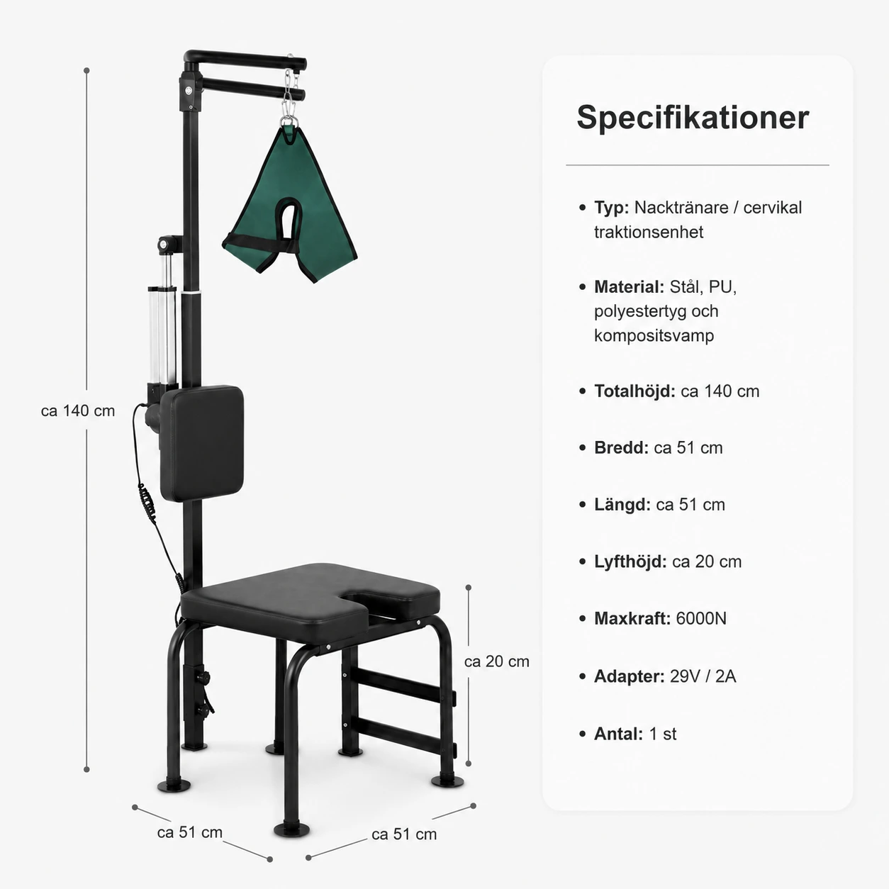 Nacktränare med Lyftfunktion och Traktionsrem