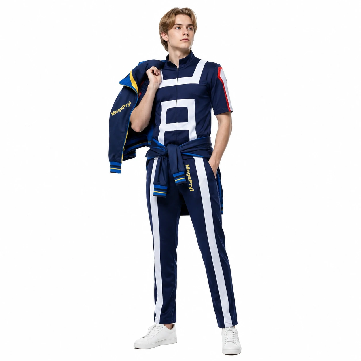 Cosplaydräkt skoluniform med tröja och byxor i polyester
