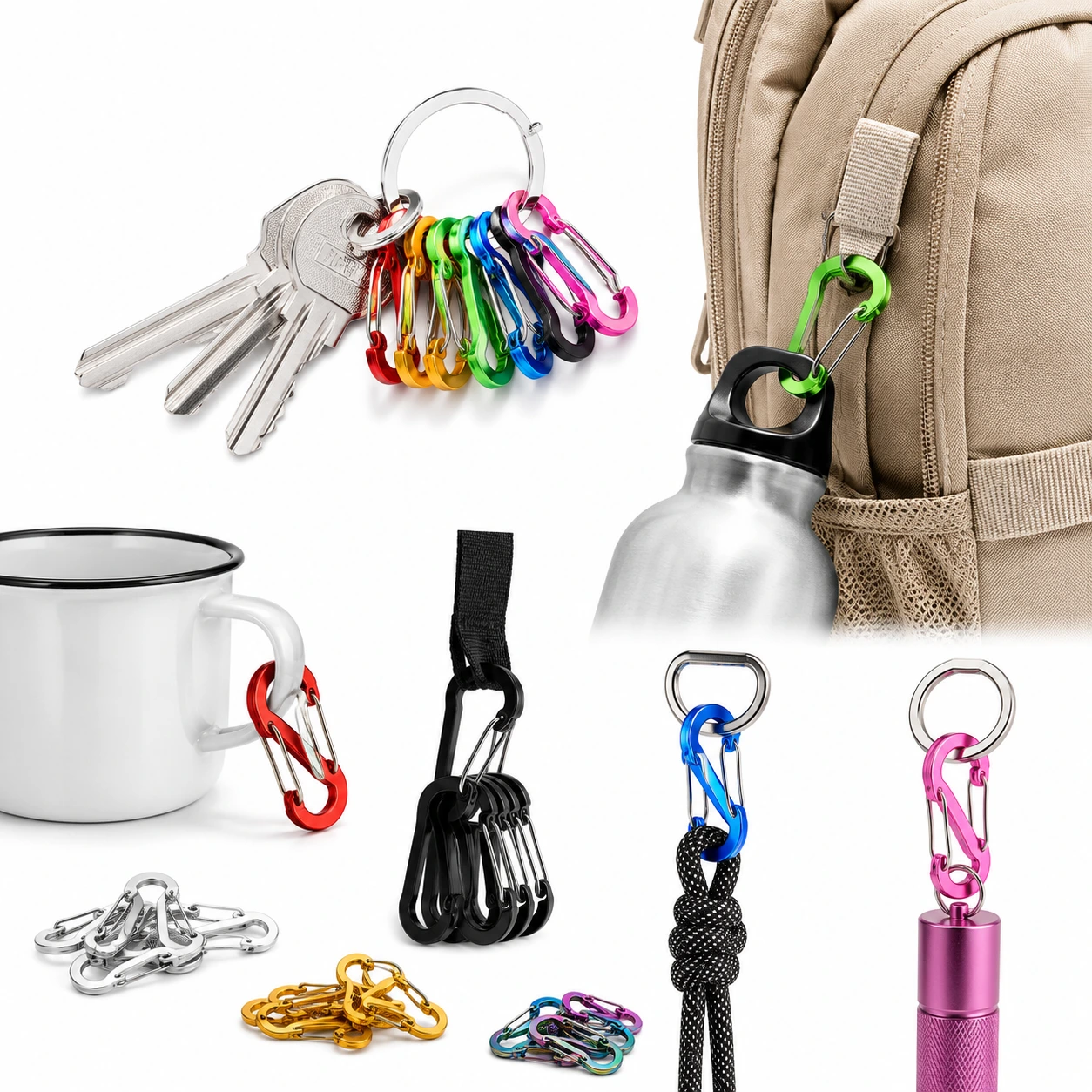 Karbinhakar 12-pack – Små Clips för Camping & Nycklar
