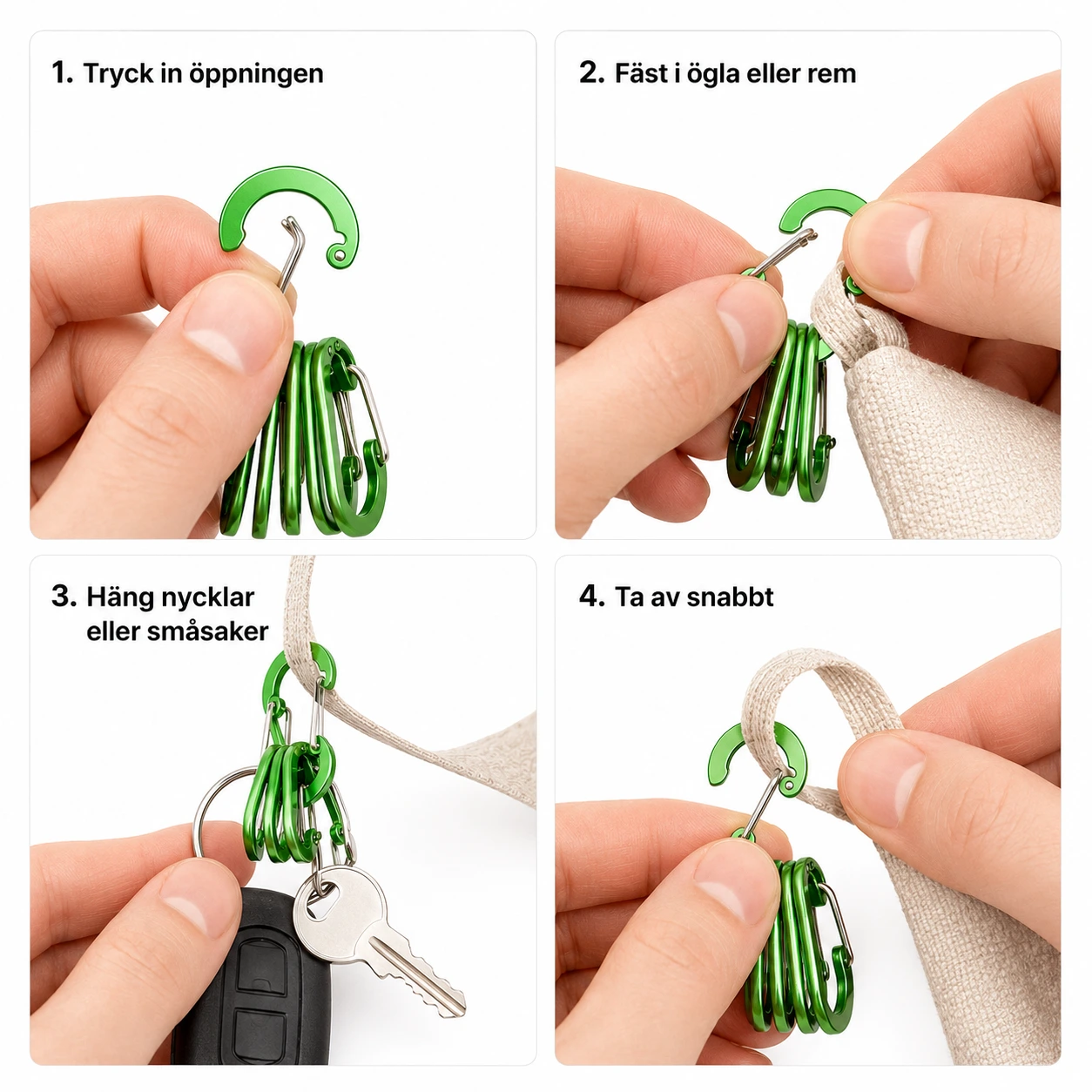 Karbinhakar 12-pack – Små Clips för Camping & Nycklar