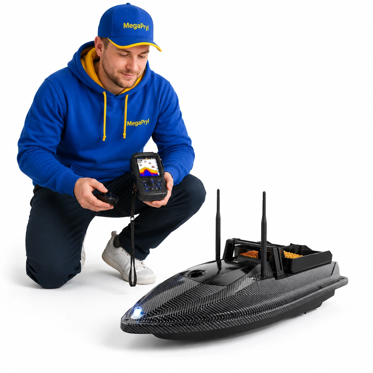 Betesbåt för fiske med GPS och ekolod