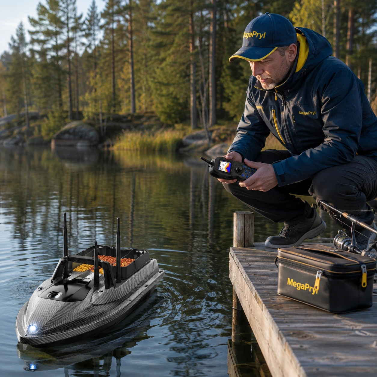 Betesbåt för fiske med GPS och ekolod