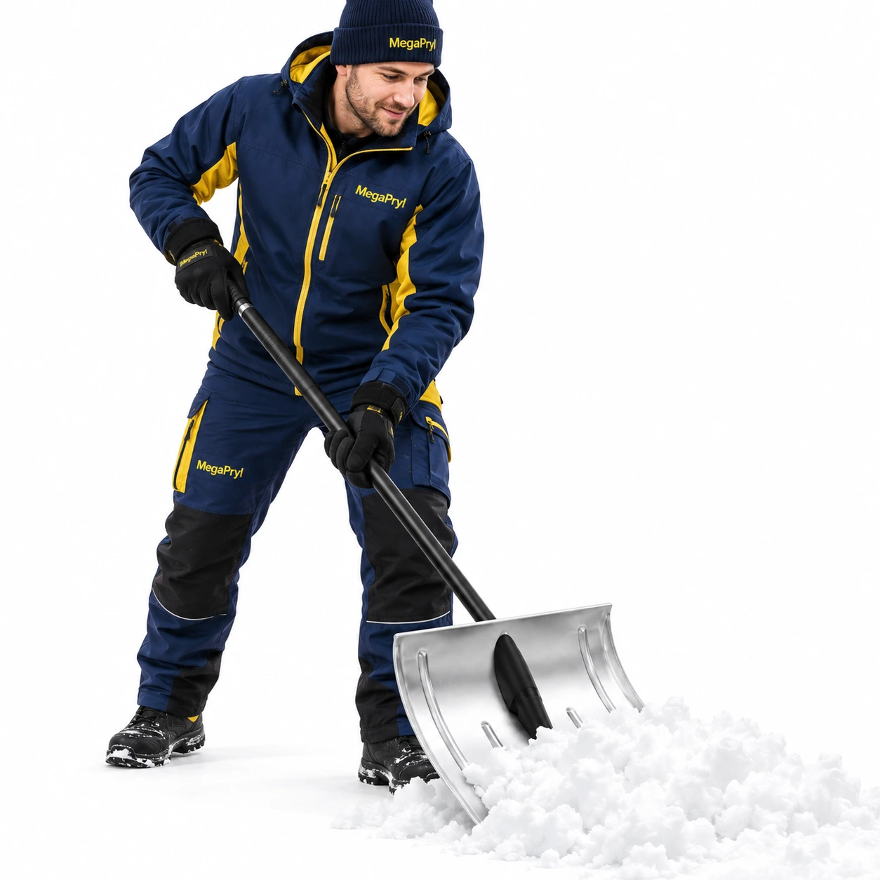 Snöskyffel för uppfart med aluminiumblad och avtagbart skaft