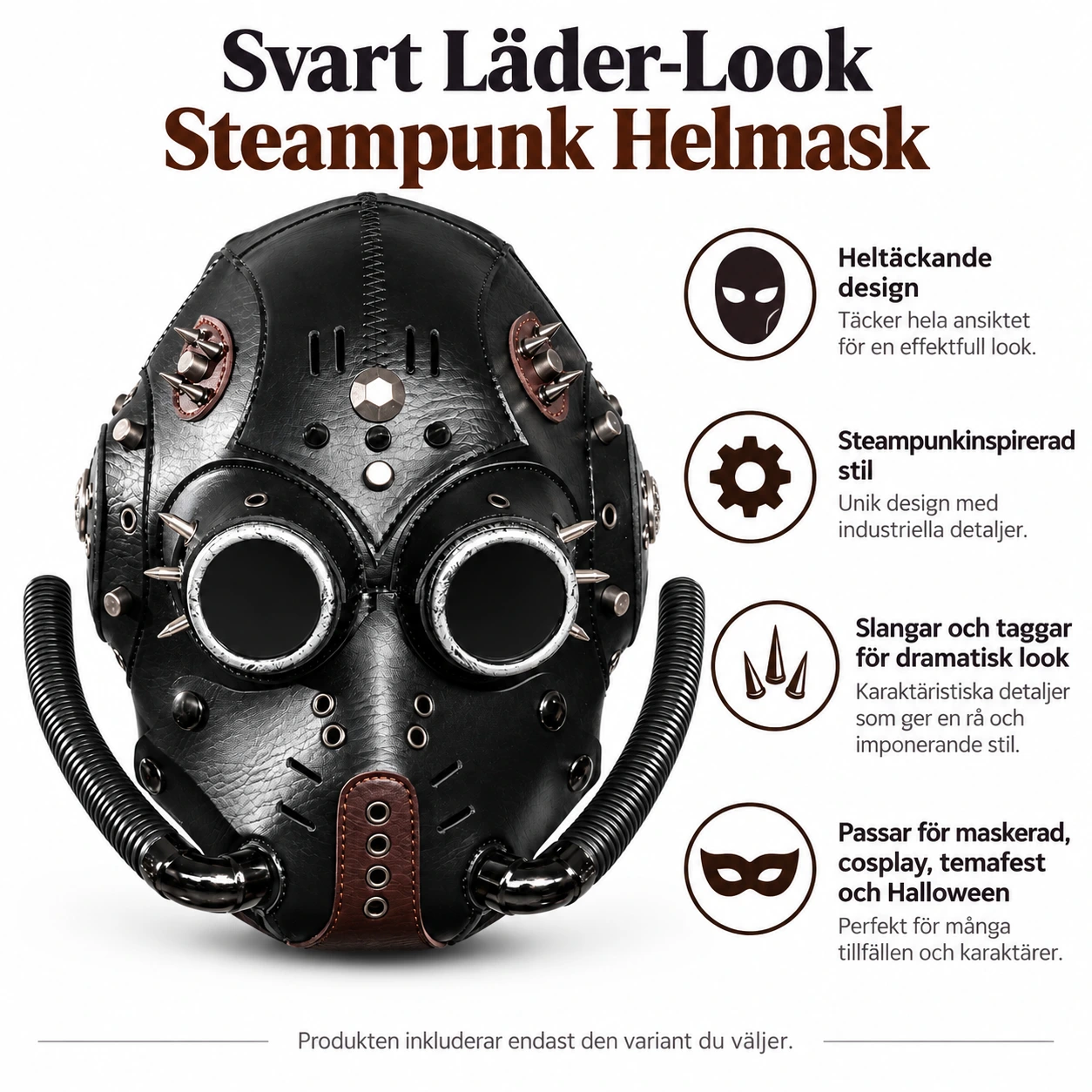 Mask steampunk med fågelnäbb, svart