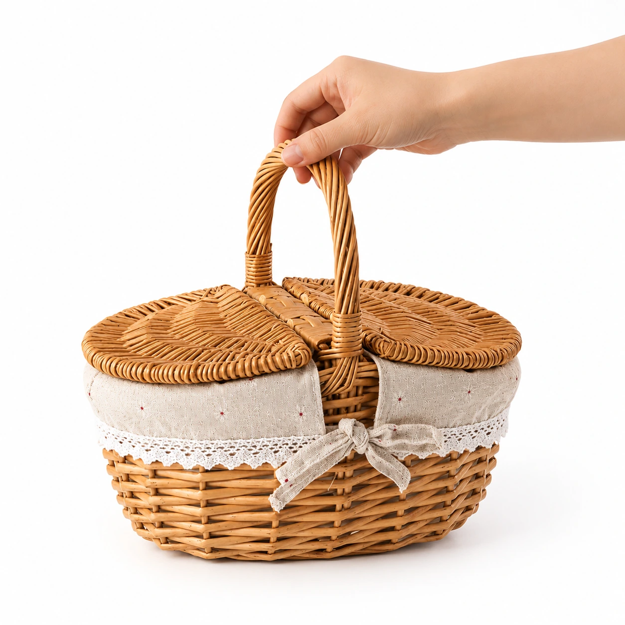 Picknickkorg i Flätad Pil med Handtag