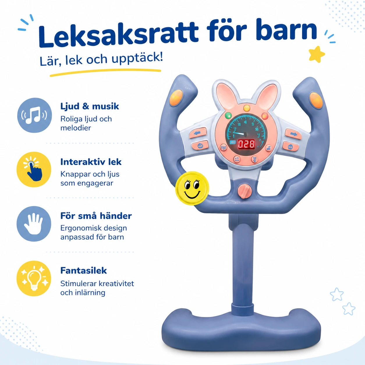 Leksaksratt med Ljud och Musik för Barn