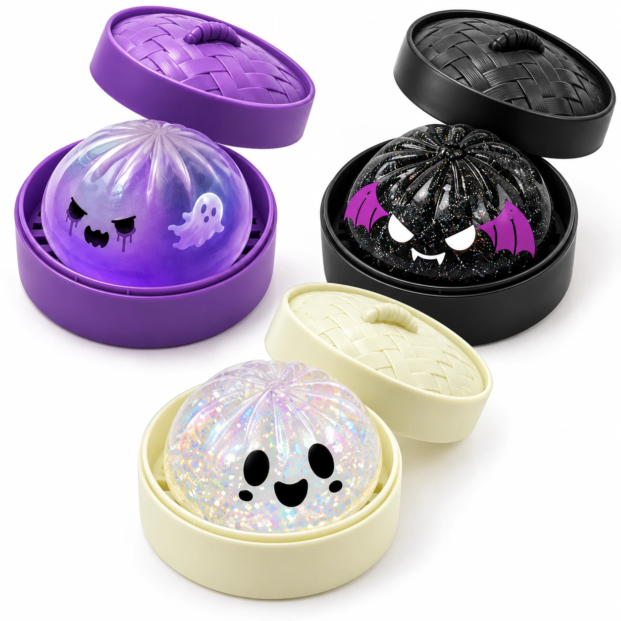 Dumpling Squishy halloween leksak spöke med ångkorg