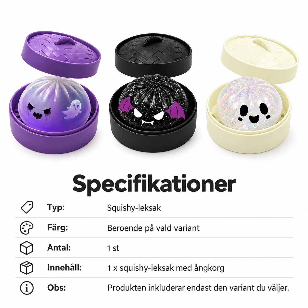 Dumpling Squishy halloween leksak spöke med ångkorg