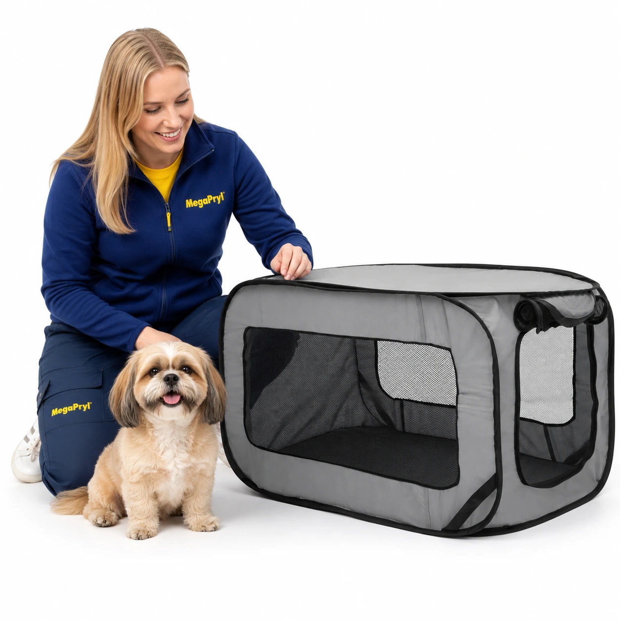 Hopfällbar hundbur för resa och inomhusbruk 93 x 52 x 52 cm