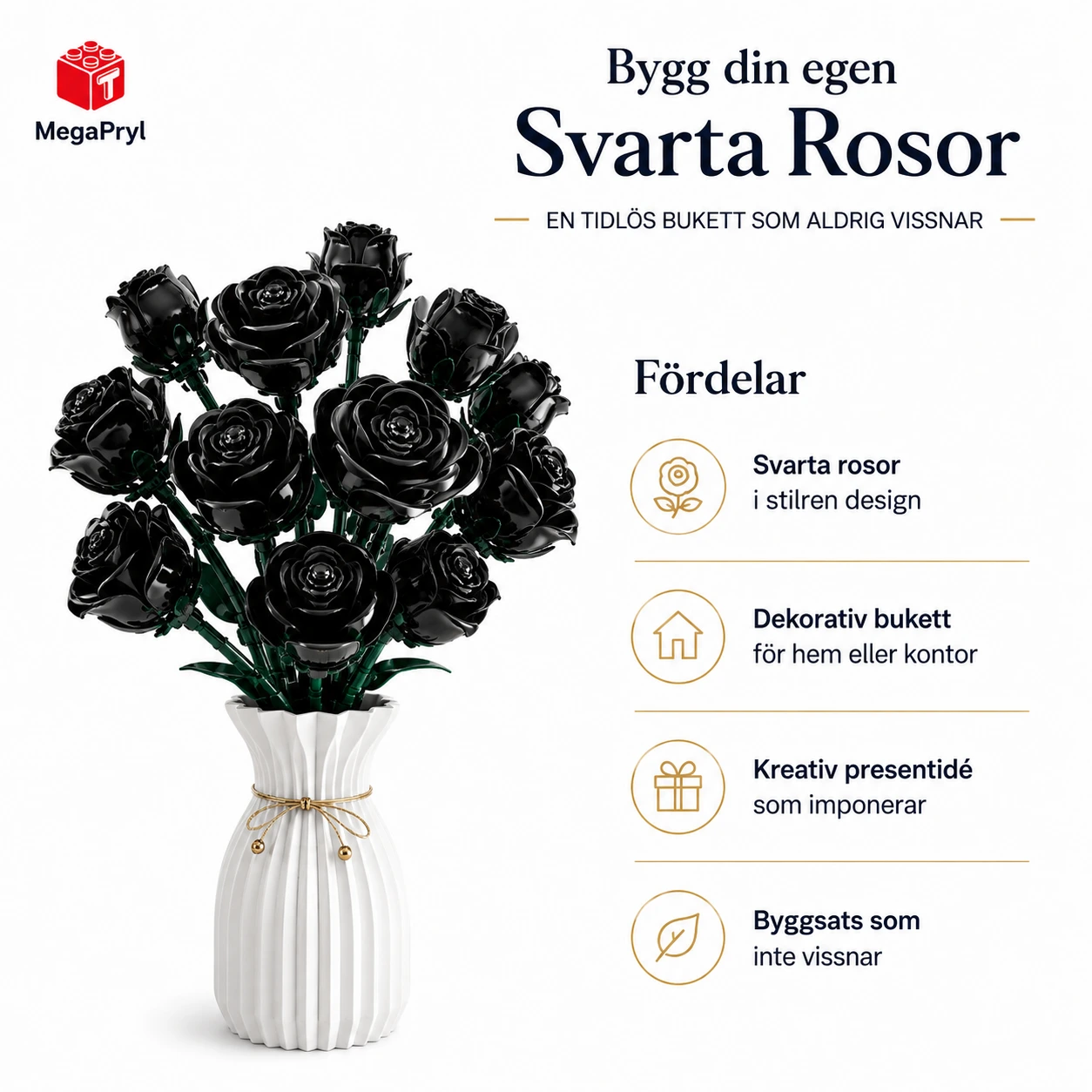 Byggsats svarta rosor som bordsdekoration