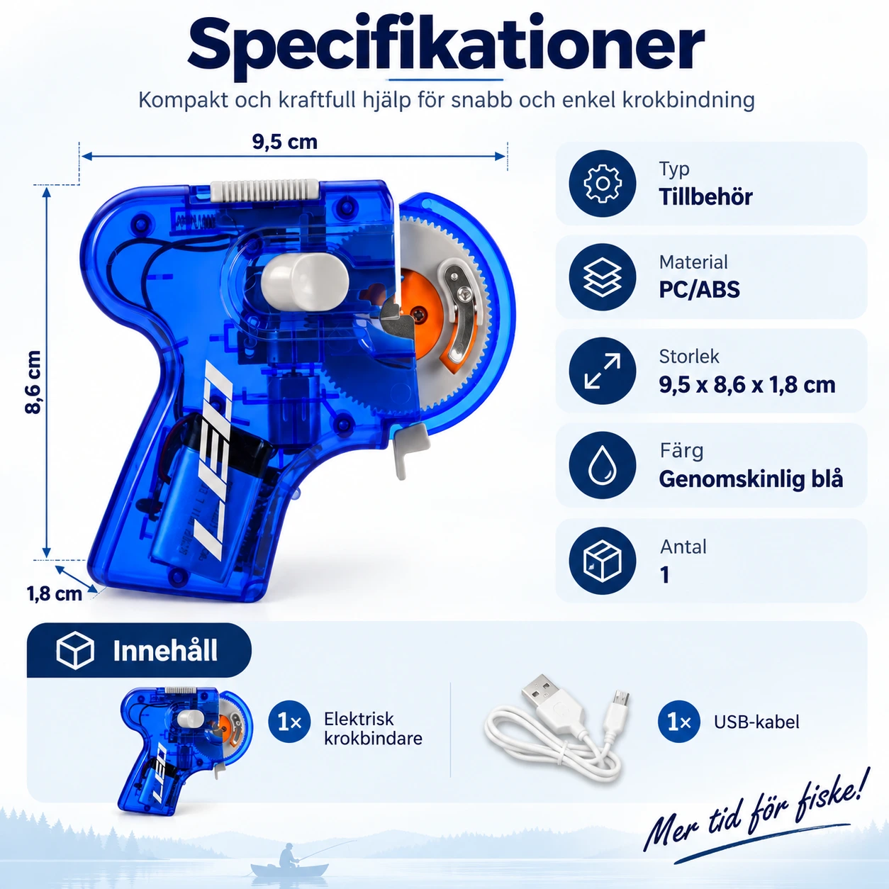 Elektrisk krokbindare för fiske med USB-laddning