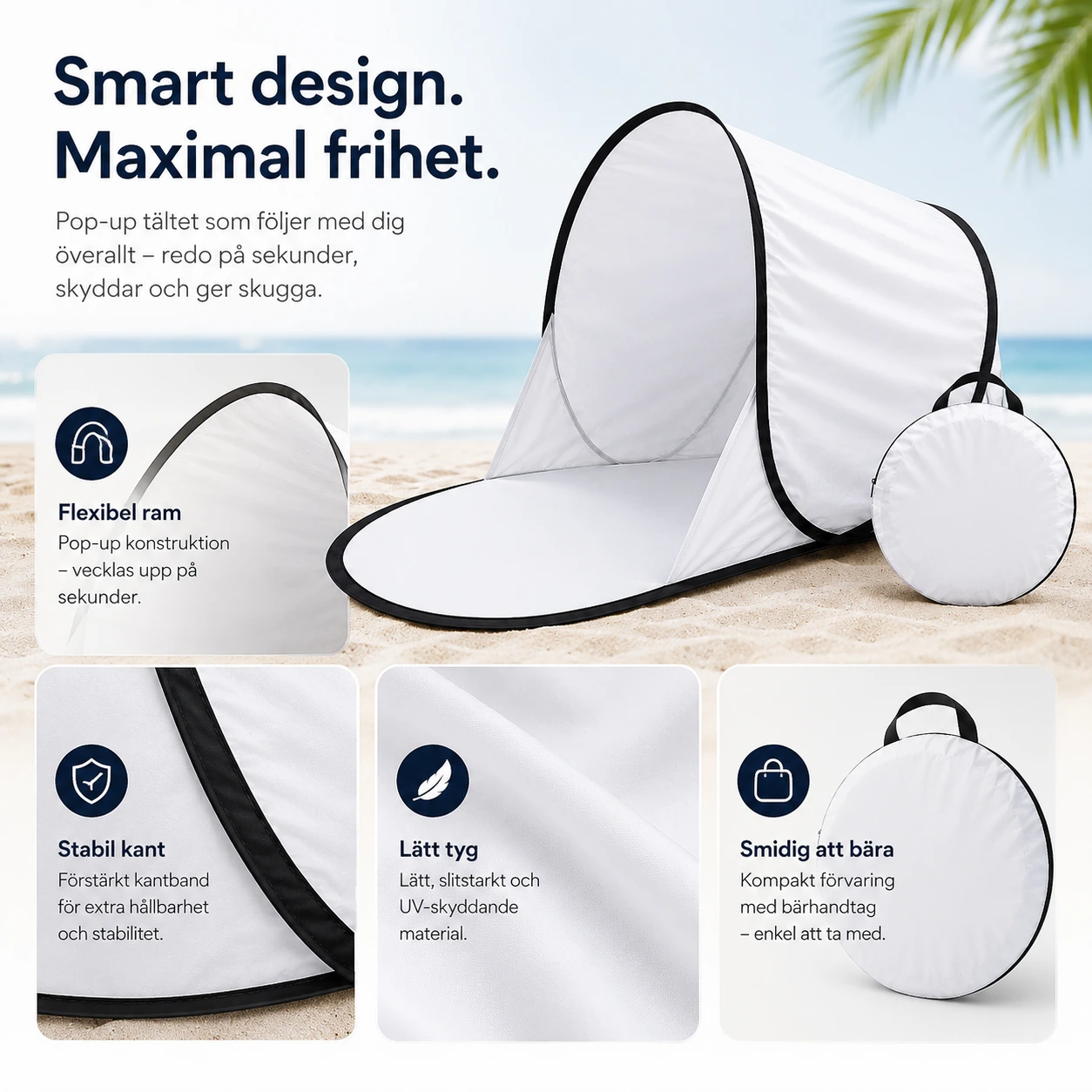 Pop-up Strandtält med Solskydd