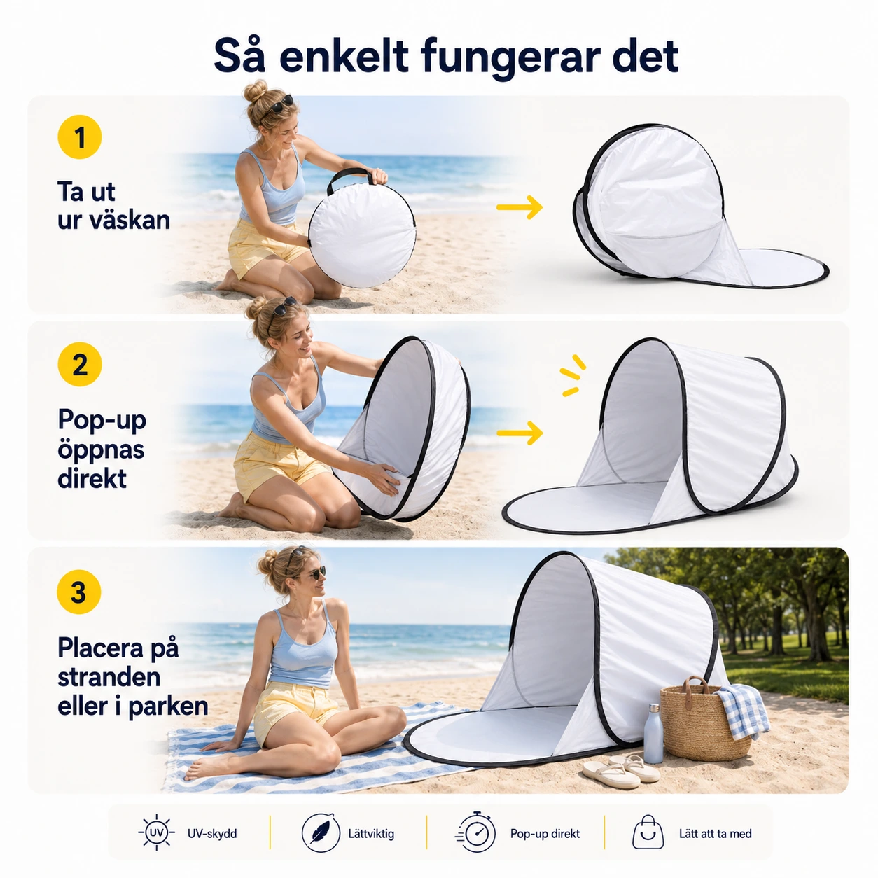 Pop-up Strandtält med Solskydd