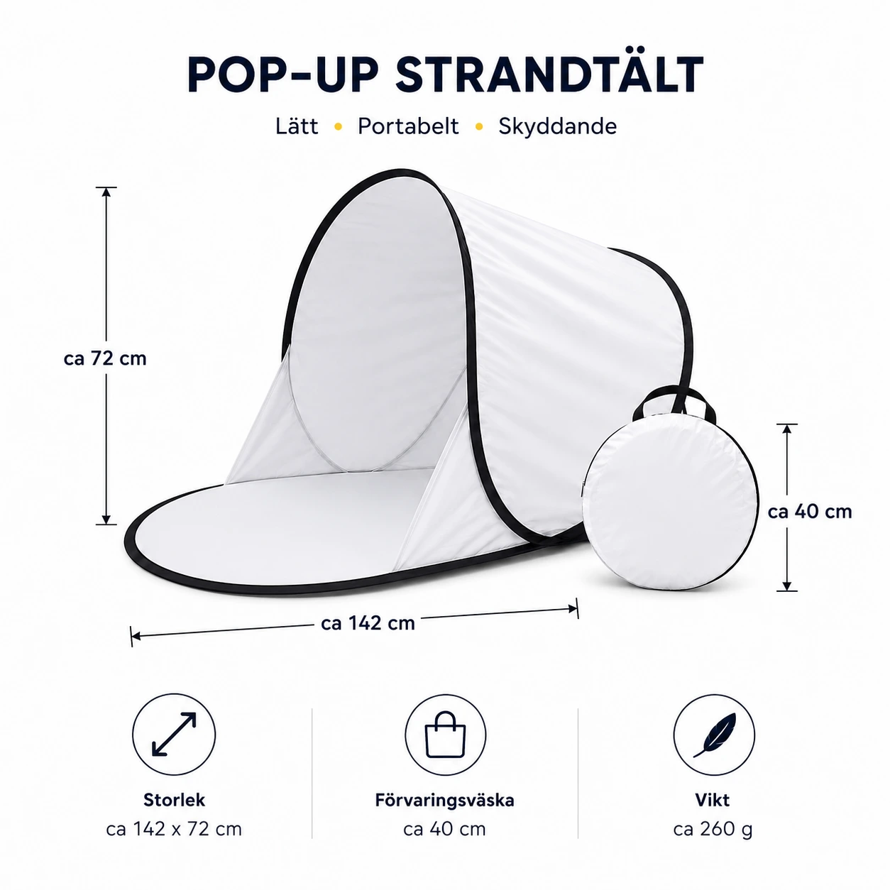 Pop-up Strandtält med Solskydd