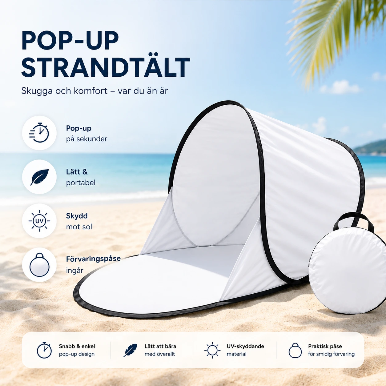 Pop-up Strandtält med Solskydd