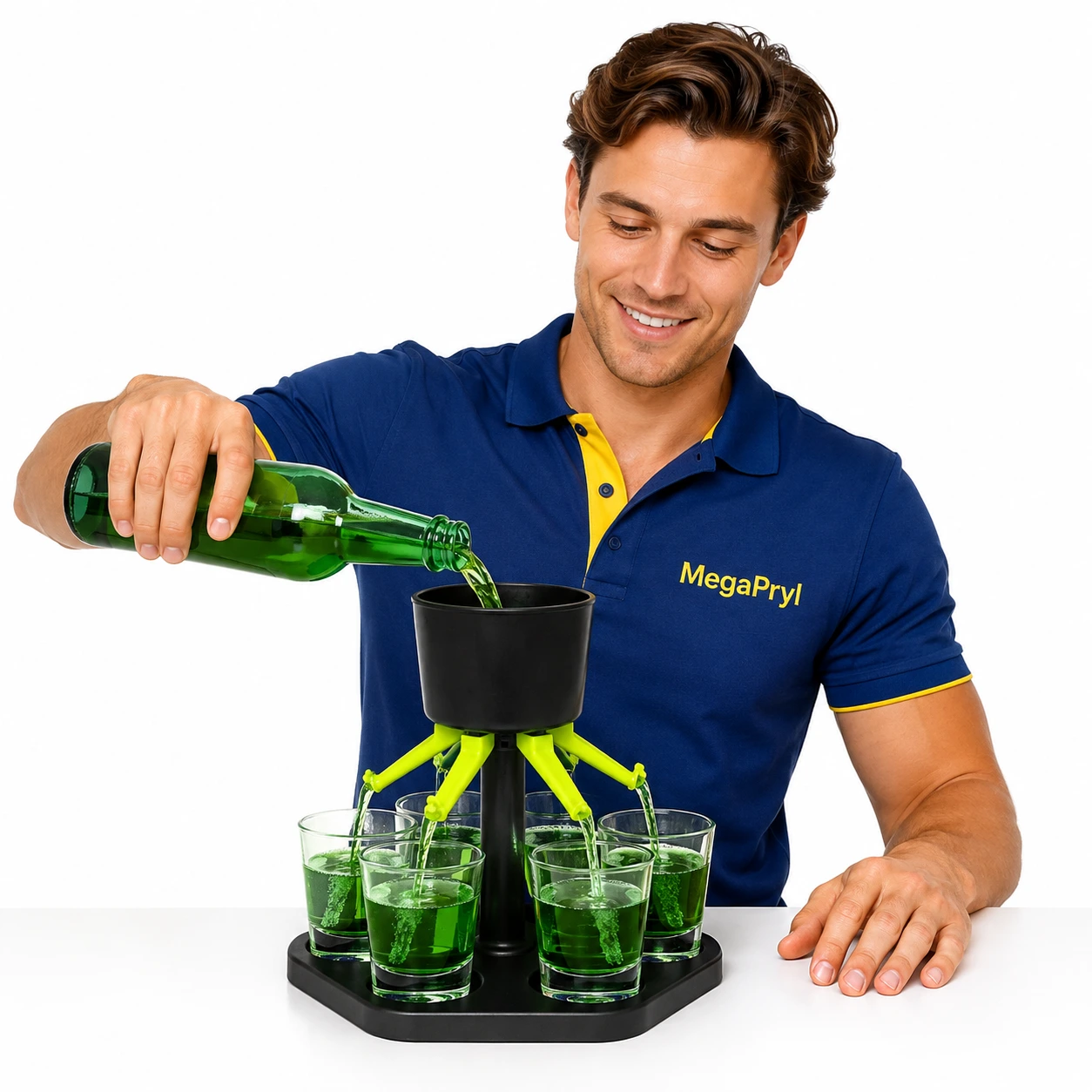 Shotdispenser för 6 glas till fest och hemmabar