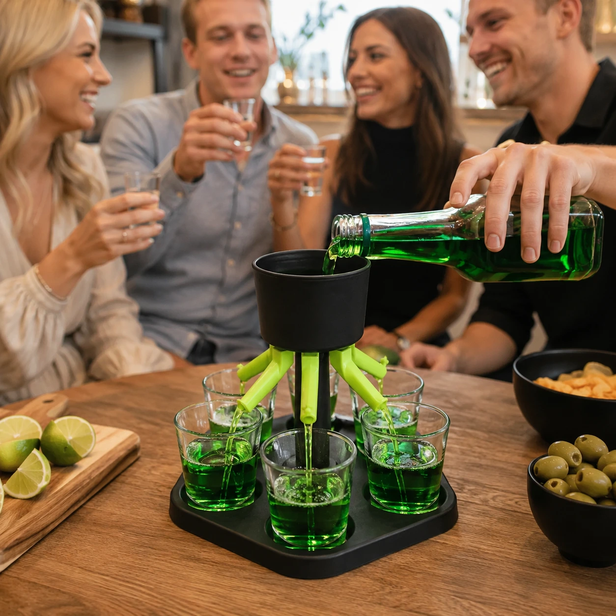 Shotdispenser för 6 glas till fest och hemmabar