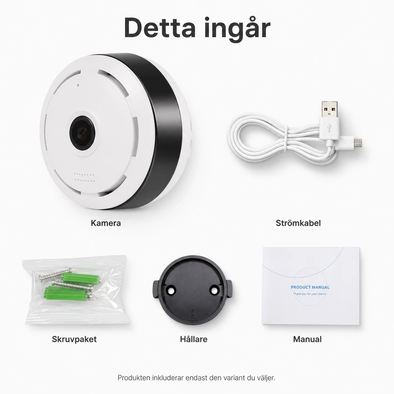 Tak övervakningskamera med 360 panoramavy och nattläge