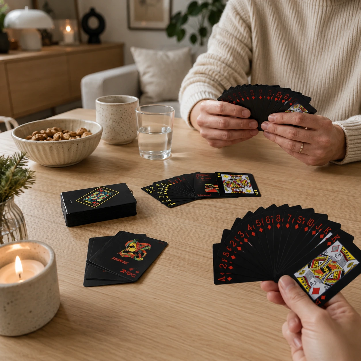 Vattentäta spelkort i plast med svart design