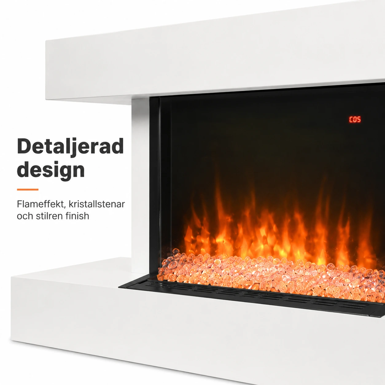 Elektrisk väggkamin och fristående kamin 98 cm vit