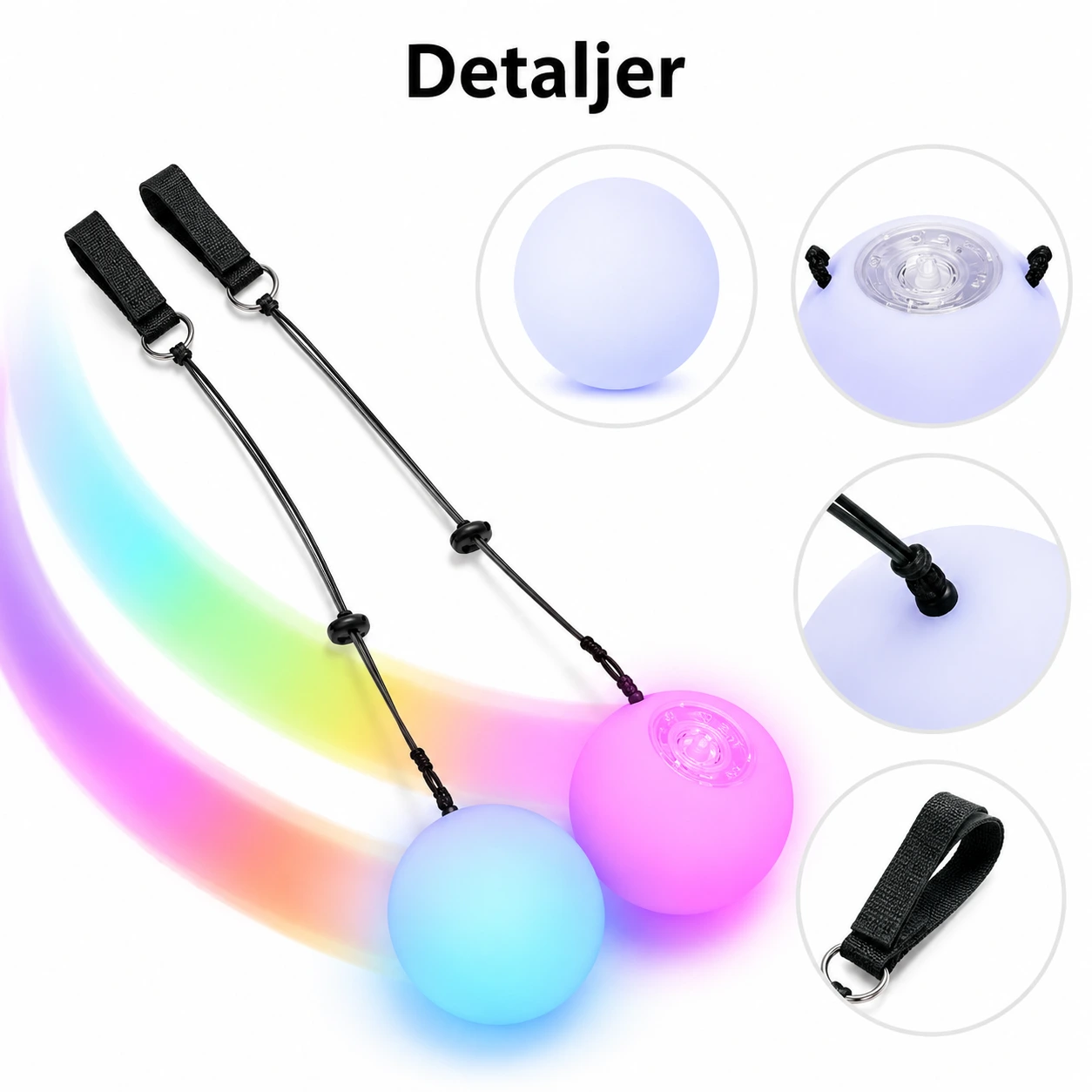 LED poi-bollar för dans och scenframträdanden, 1 par