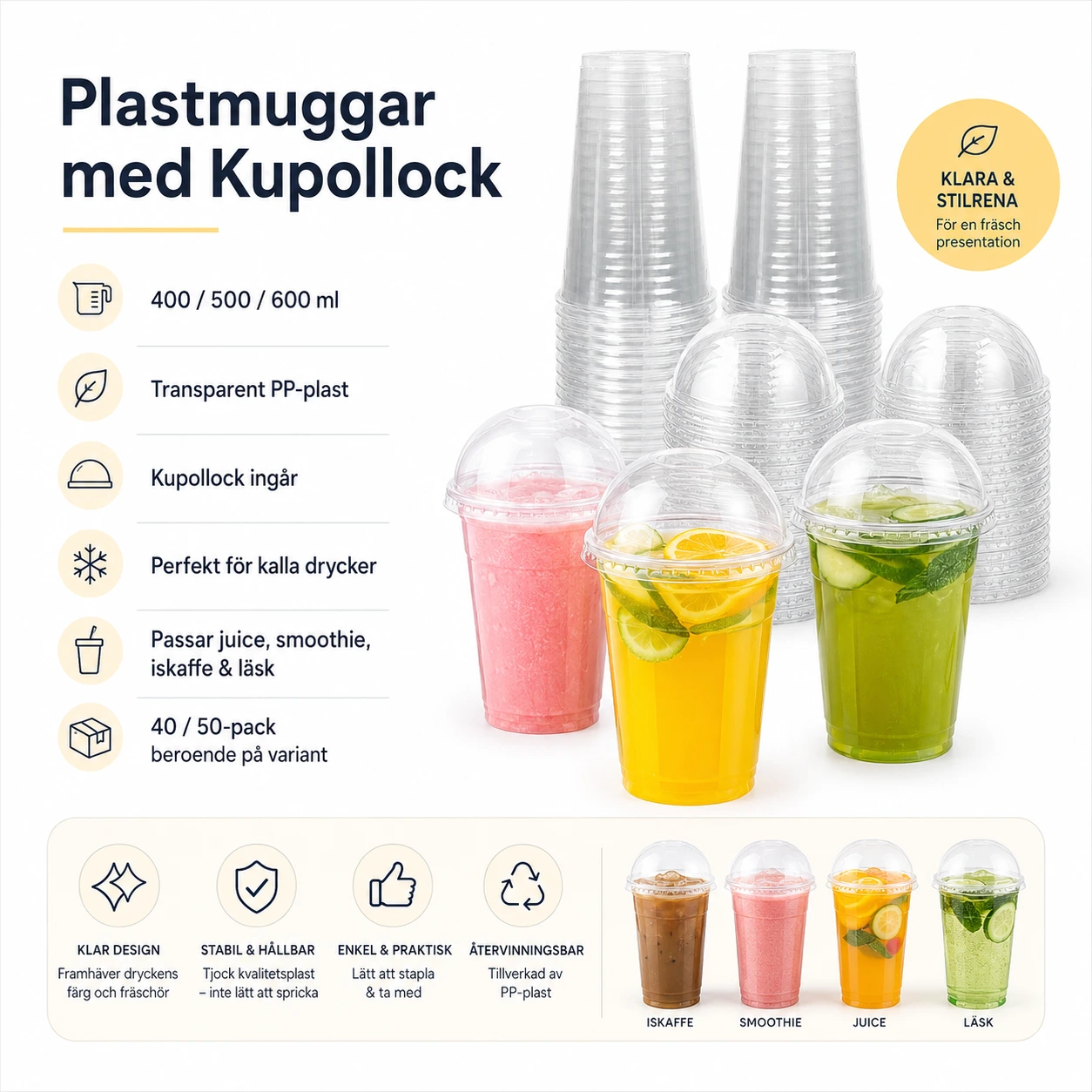 Plastmuggar med Lock – Engångsmuggar med Kupollock
