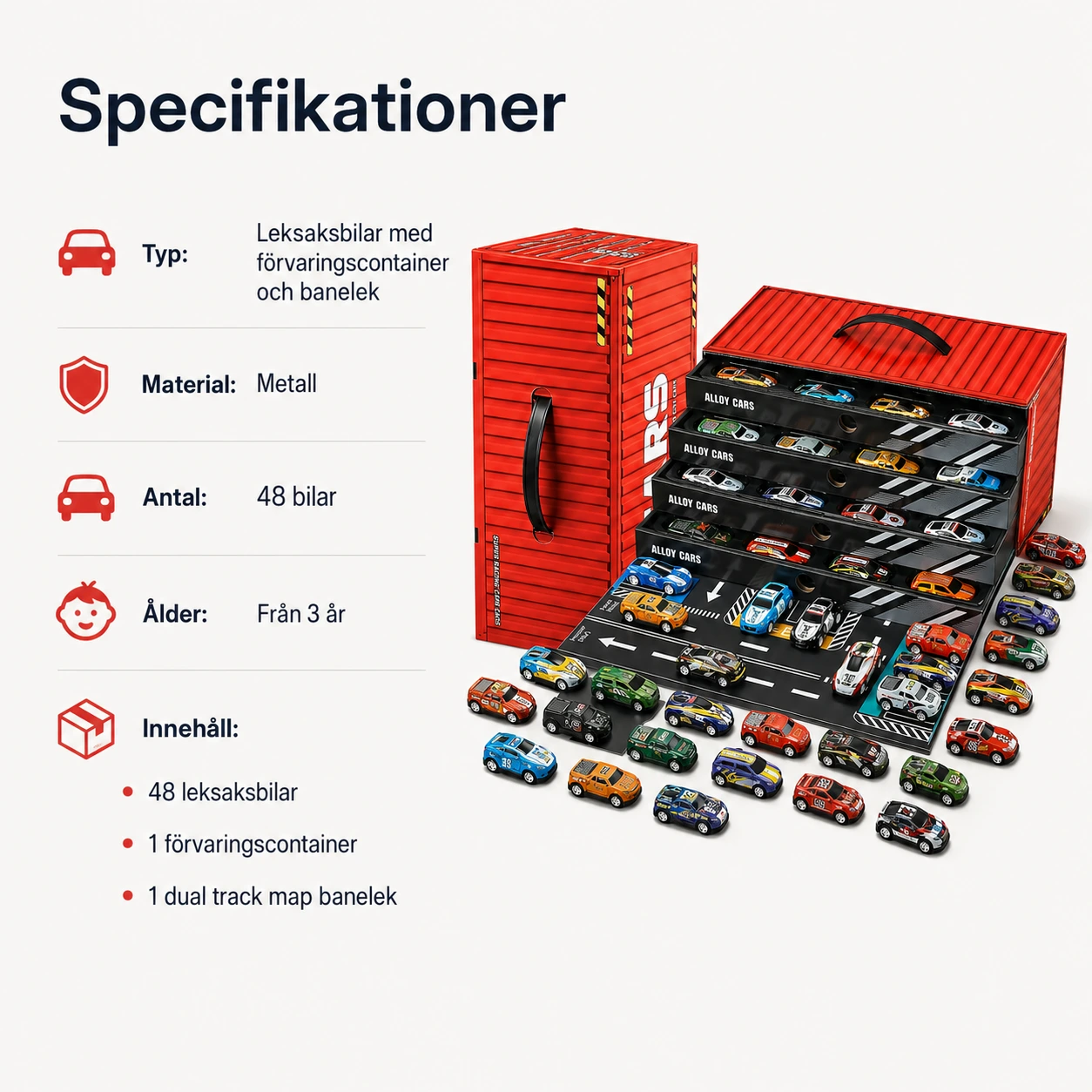 Leksaksbilar i Metall med Förvaringscontainer och Banelek