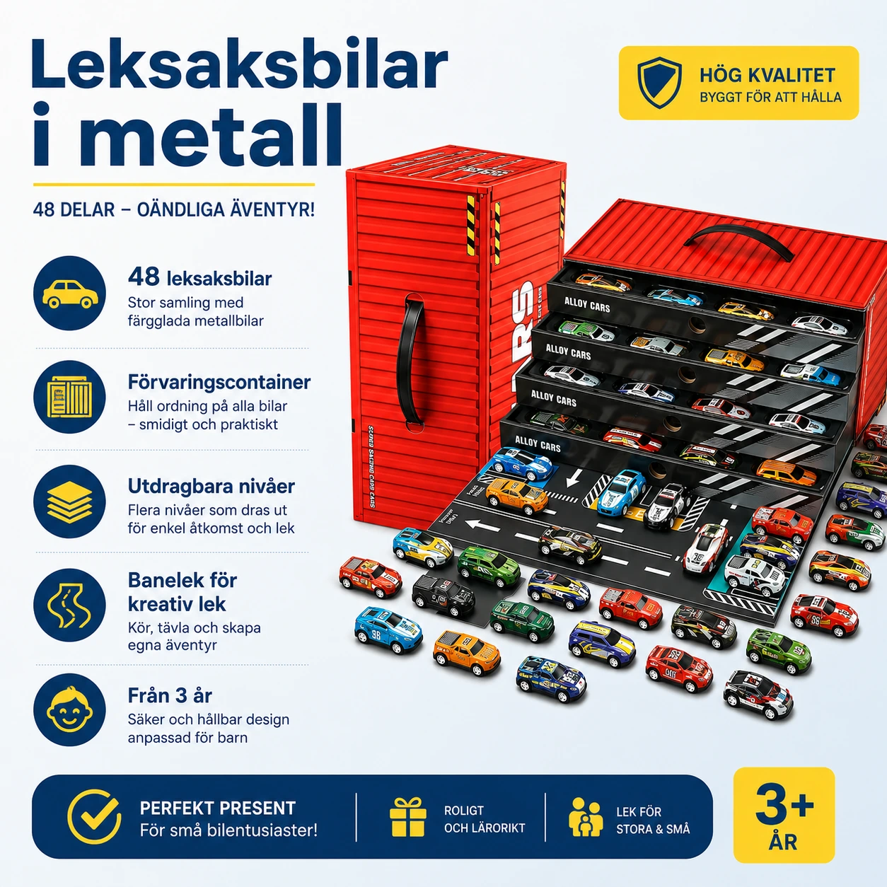 Leksaksbilar i Metall med Förvaringscontainer och Banelek