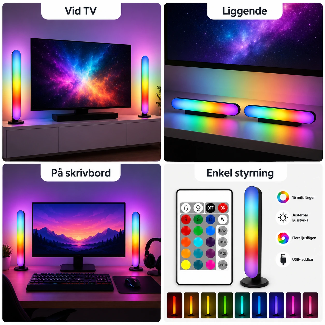 LED Ljusstavar RGB – USB-Laddbar Dekorationsbelysning