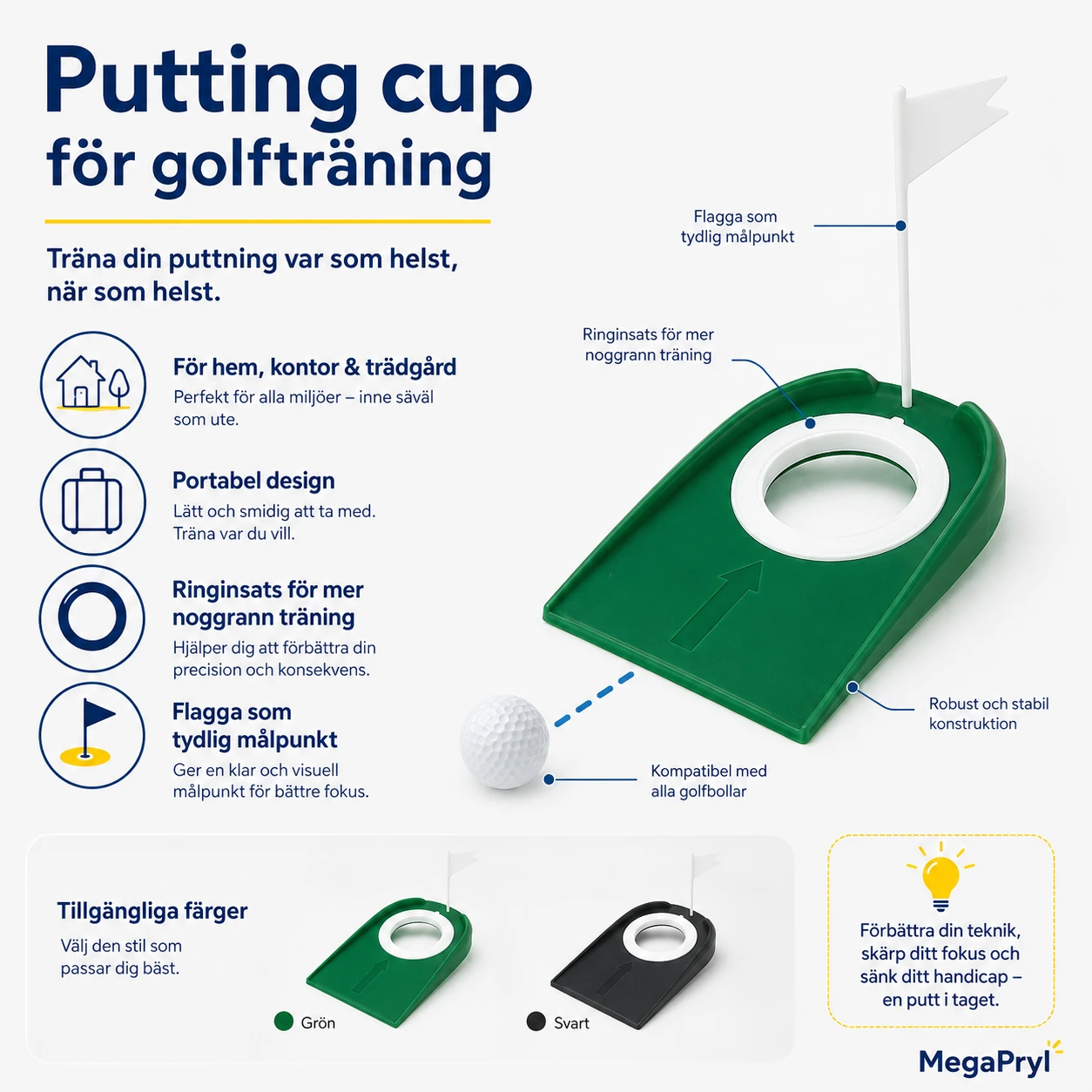 Putting cup för golfträning hemma och på kontoret