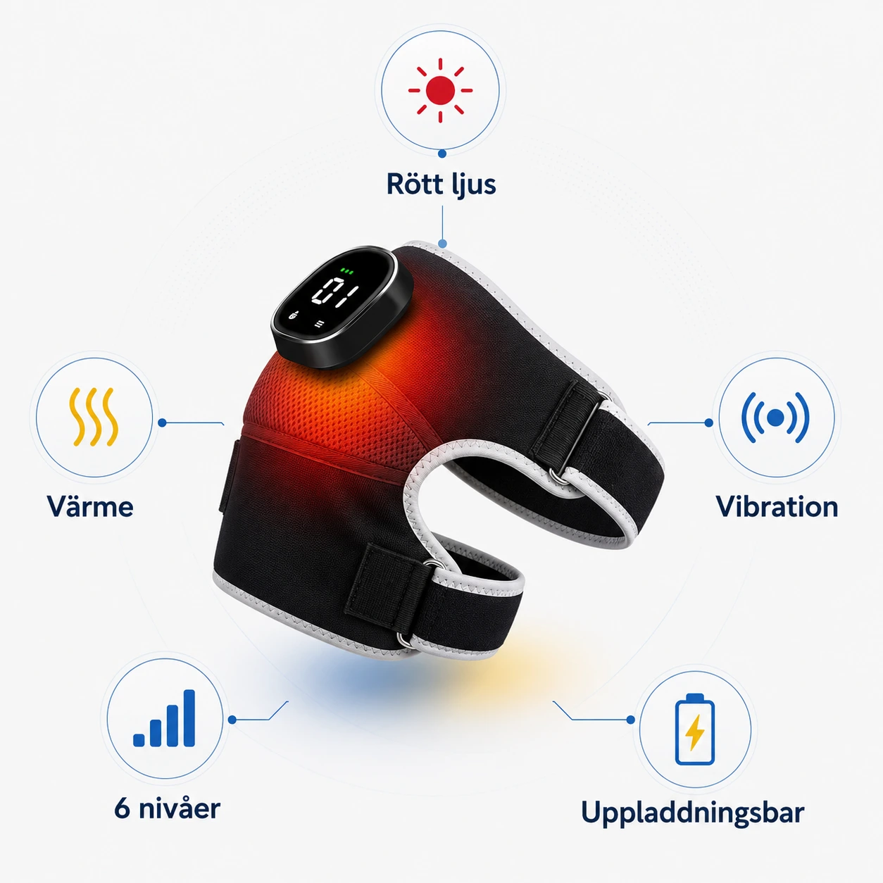 Ledmassagerare med Rött Ljus, Värme och Massage