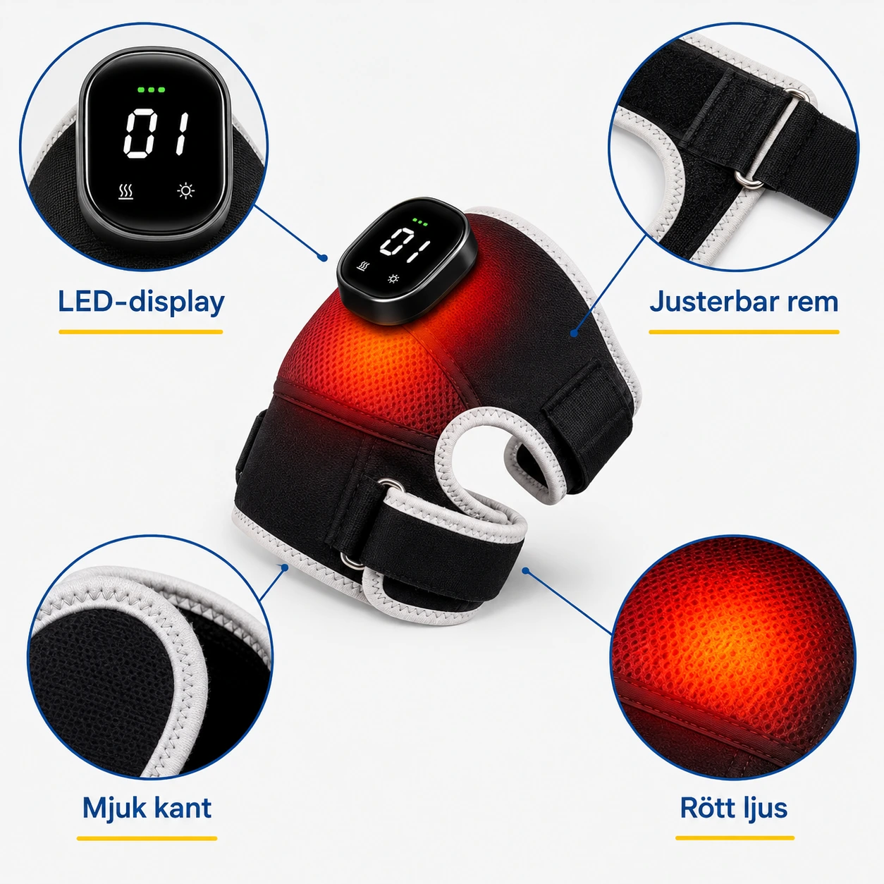 Ledmassagerare med Rött Ljus, Värme och Massage