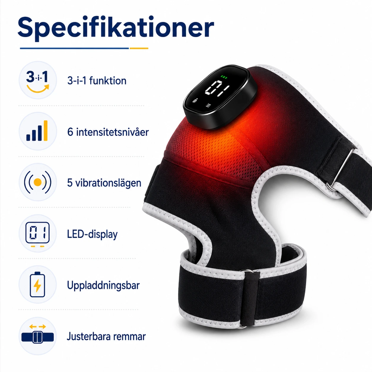 Ledmassagerare med Rött Ljus, Värme och Massage