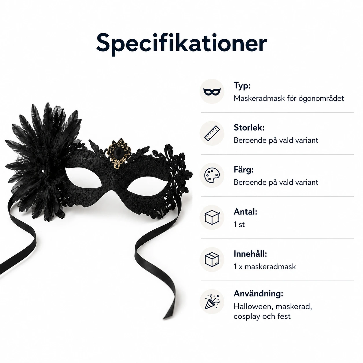 Maskeradmask i spets för halloween och maskerad