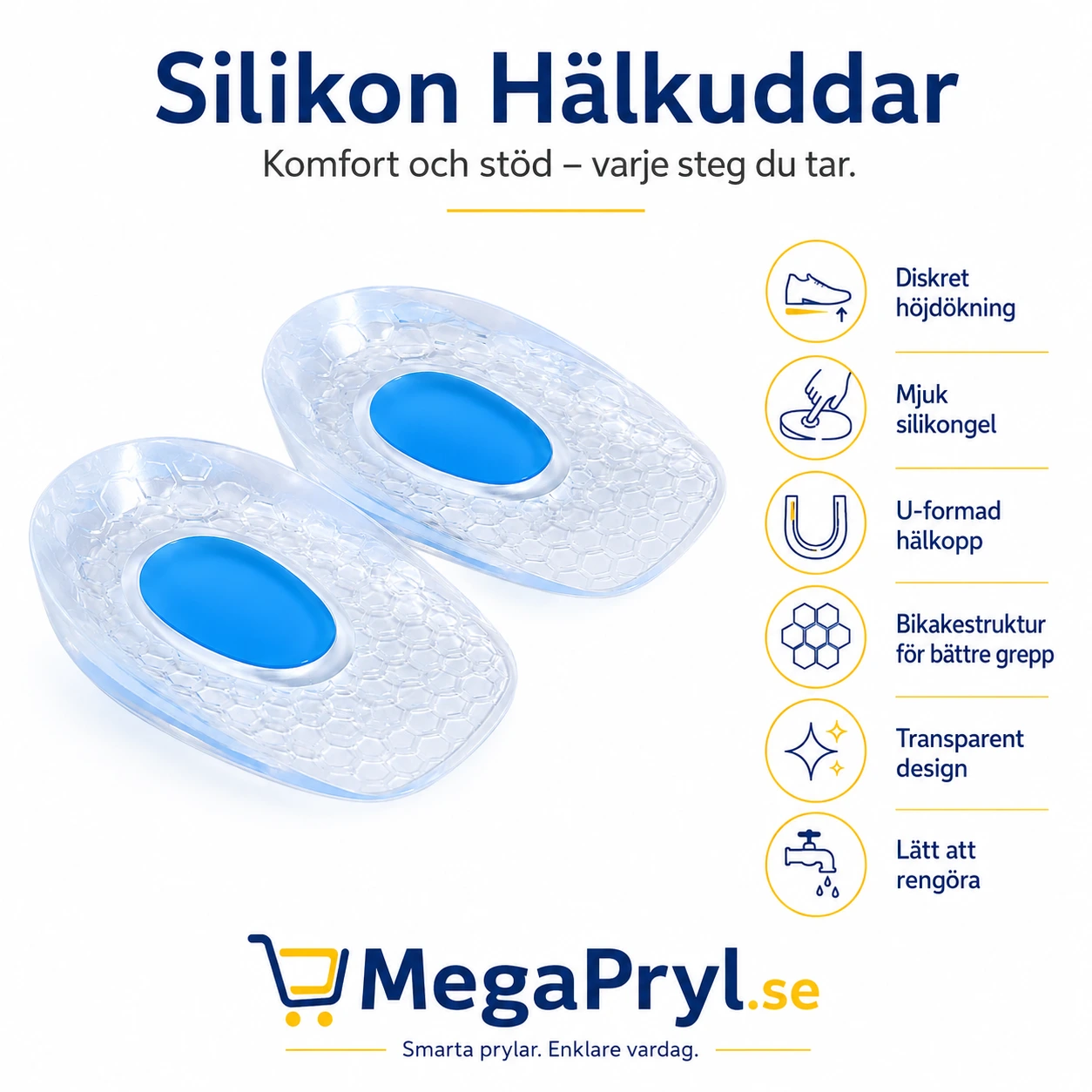 Hälkuddar i Silikongel för Skor med Höjdökning