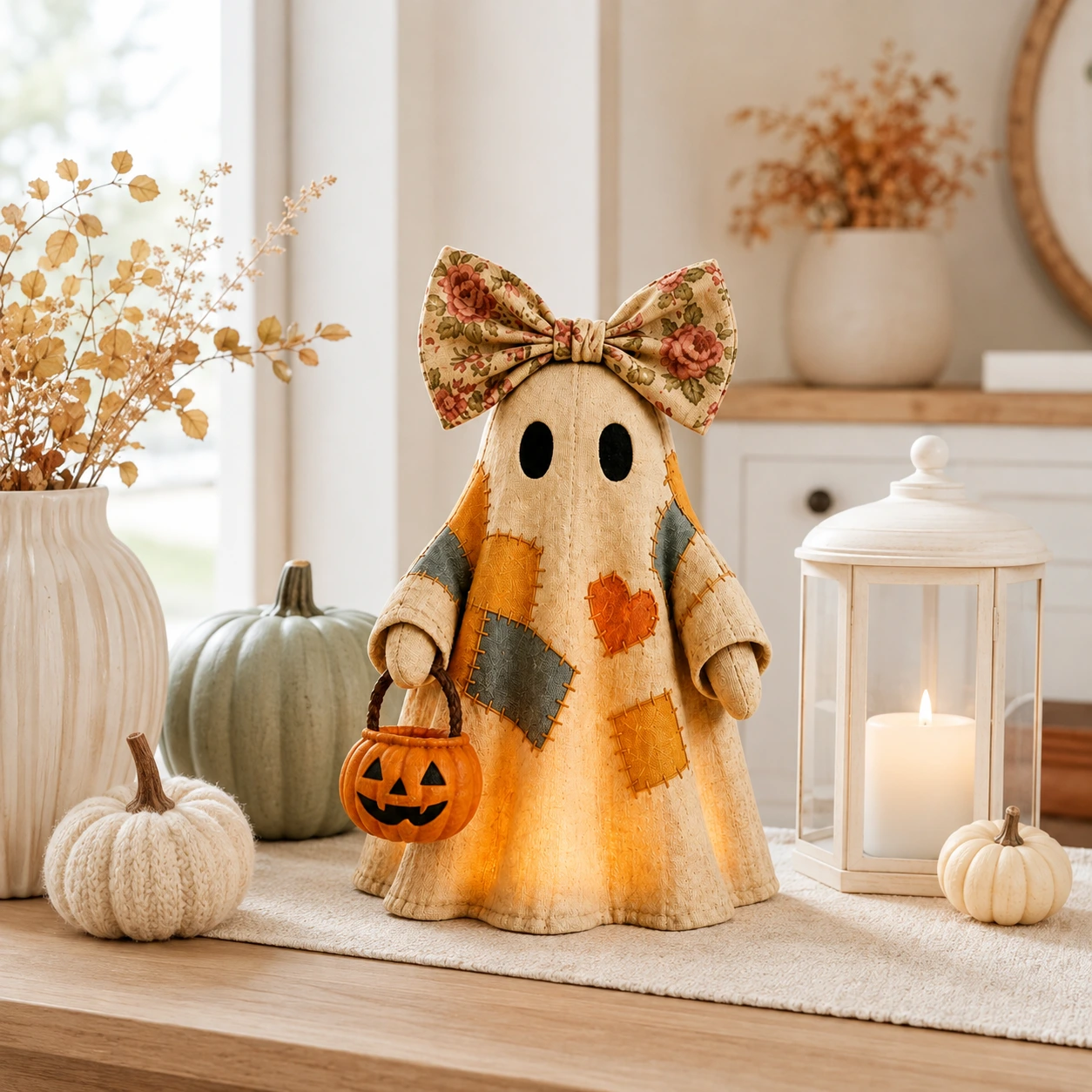 LED-spöke som bordsdekoration för halloween i tyg
